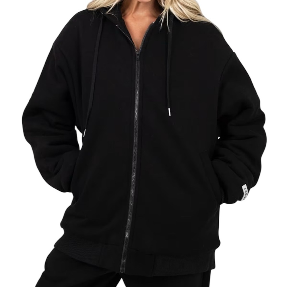 Comfrt Weighted Hoodie Full Zip Onyx Black 5 Lbs Oversized Unisex Size Medium - Picture 3 of 9